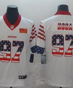 San Francisco 49ers Nick Bosa #97 American Flag 2020 Nfl White Jersey Jersey - Robokeg