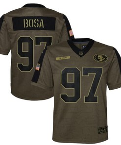 San Francisco 49ers Nick Bosa 97 Nfl Olive 2021 Salute To Service Game Men Jersey For 49ers Fans - Robokeg
