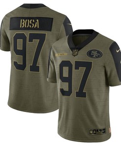 San Francisco 49ers Nick Bosa 97 Nfl Olive 2021 Salute To Service Retired Player Men Jersey For 49ers Fans - Robokeg