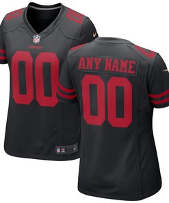 San Francisco 49ers Nike Womens 2018 Alternate Custom Game Jersey - Black - Robokeg