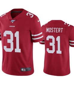 San Francisco 49ers Raheem Mostert Scarlet 100th Season Vapor Limited Jersey - Robokeg