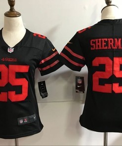 San Francisco 49ers Richard Sherman #25 2020 Nfl Black Womens Jersey Jersey - Robokeg