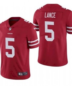 San Francisco 49ers Trey Lance #5 2021 Draft Nfl Red Jersey For Fans - Robokeg