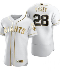San Francisco Giants #28 Buster Posey Mlb Golden Brandedition White Jersey Gift For Giants Fans - Robokeg