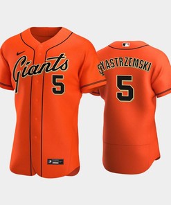 San Francisco Giants 5 Mike Yastrzemski Alternate Jersey Orange Jersey - Robokeg