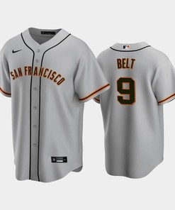 San Francisco Giants 9 Brandon Belt Gray Road Jersey - Robokeg