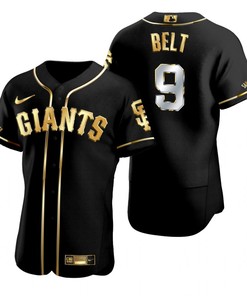 San Francisco Giants #9 On Belt Mlb Golden Brandedition Black Jersey Gift For Giants Fans - Robokeg