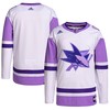 San Jose Sharks Adidas Hockey Fights Cancer Primegreen Authentic Blank Practice Jersey - White/purple Nhl - Robokeg