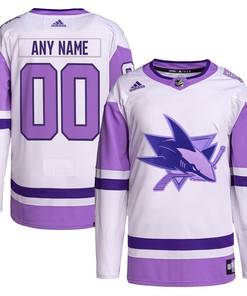 San Jose Sharks Adidas Hockey Fights Cancer Primegreen Authentic Custom Jersey - White/purple Custom Jerseys Nhl - Robokeg