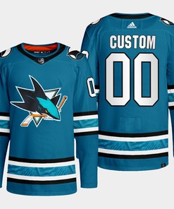 San Jose Sharks Custom 00 Teal Primegreen 2022-23 Home Jersey - Robokeg
