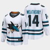 San Jose Sharks Jasper Weatherby 14 2022-23 Away White Jersey The Evolve - Robokeg