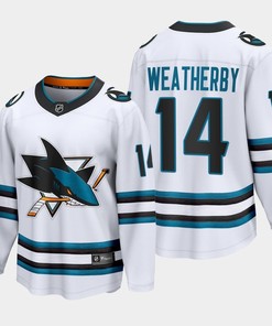 San Jose Sharks Jasper Weatherby 14 2022-23 Away White Jersey The Evolve - Robokeg