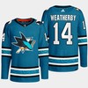 San Jose Sharks Jasper Weatherby 14 Teal Primegreen 2022-23 Home Jersey - Robokeg