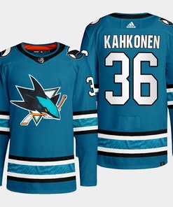 San Jose Sharks Kaapo Kahkonen 36 Teal Primegreen 2022-23 Home Jersey - Robokeg