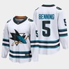 San Jose Sharks Matt Benning 5 2022-23 Away White Jersey The Evolve - Robokeg