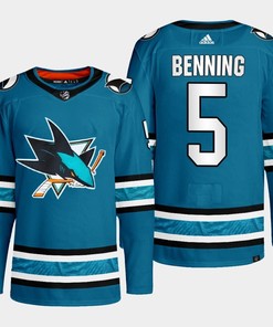 San Jose Sharks Matt Benning 5 Teal Primegreen 2022-23 Home Jersey - Robokeg