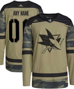 San Jose Sharks Military Appreciation Team Custom Practice Jersey - Camo - Robokeg