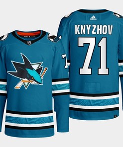 San Jose Sharks Nikolai Knyzhov 71 Teal Primegreen 2022-23 Home Jersey - Robokeg