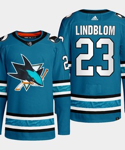 San Jose Sharks Oskar Lindblom 23 Teal Primegreen 2022-23 Home Jersey - Robokeg