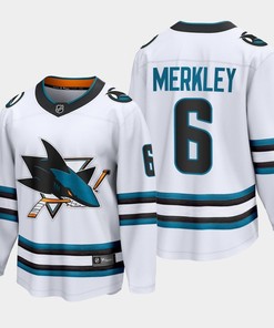 San Jose Sharks Ryan Merkley 6 2022-23 Away White Jersey The Evolve - Robokeg