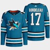 San Jose Sharks Thomas Bordeleau 17 Teal Primegreen 2022-23 Home Jersey - Robokeg