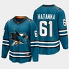 Santeri Hatakka 61 San Jose Sharks 2022-23 Home The Evolve Teal Jersey - Robokeg