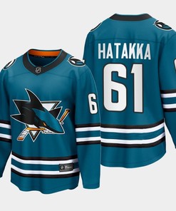 Santeri Hatakka 61 San Jose Sharks 2022-23 Home The Evolve Teal Jersey - Robokeg