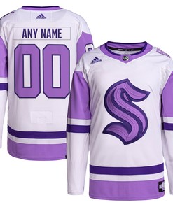 Seattle Kraken Adidas Hockey Fights Cancer Primegreen Authentic Custom Jersey - White/purple Custom Jerseys Nhl - Robokeg