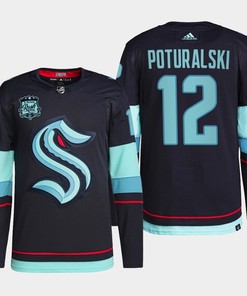 Seattle Kraken Andrew Poturalski 12 Navy Home Primegreen Jersey 2022-23 - Robokeg