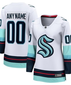 Seattle Kraken Fanatics Branded Womens Away Breakaway Custom Jersey - White Custom Jerseys Nhl - Robokeg