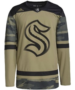 Seattle Kraken Military Appreciation Team Custom Practice Jersey - Camo - Robokeg