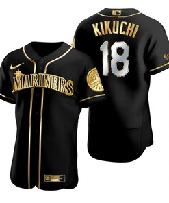 Seattle Mariners #18 Yusei Kikuchi Mlb Golden Brandedition Black Jersey Gift For Mariners Fans - Robokeg