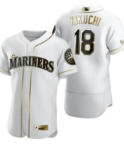 Seattle Mariners #18 Yusei Kikuchi Mlb Golden Brandedition White Jersey Gift For Mariners Fans - Robokeg