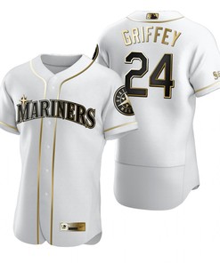 Seattle Mariners #24 Ken Griffey Jr. Mlb Golden Brandedition White Jersey Gift For Mariners Fans - Robokeg