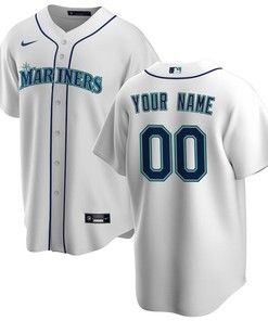 Seattle Mariners Home Custom Men Jersey - White - Robokeg