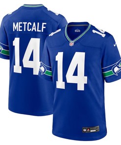 Seattle Seahawks #14 Dk Metcalf Throwback Player Game Jersey - Royal - Robokeg