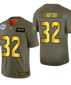 Seattle Seahawks Chris Carson 2019 Salute To Service Nfl 100 Mens Jersey Metallic - Robokeg