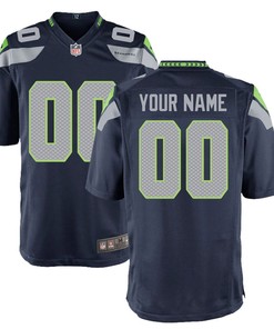 Seattle Seahawks Custom Game Jersey College Navy Custom Jerseys Nfl - Robokeg