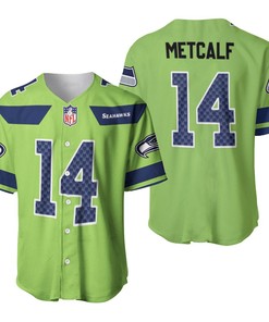 Seattle Seahawks Dk Metcalf #14 Nfl American Football Green Color Rush Legend 3d Designed Allover Gift For Seahawks Fans Baseball Jersey - Robokeg