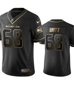 Seattle Seahawks Justin Britt Black Golden Edition 2019 Vapor Untouchable Limited Jersey - Mens - Robokeg