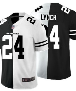 Seattle Seahawks Marshawn Lynch #24 Nfl 2020 Black And White Jersey - Robokeg