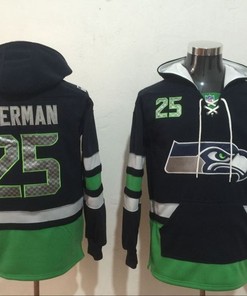 Seattle Seahawks Richard Sherman #25 Nfl 2020 Black Green Hoodie Jersey - Robokeg