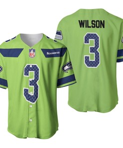 Seattle Seahawks Russell Wilson #3 Nfl American Football Green Color Rush Legend 3d Designed Allover Gift For Seahawks Fans Baseball Jersey - Robokeg