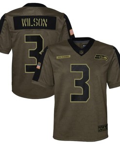 Seattle Seahawks Russell Wilson 3 Nfl Olive 2021 Salute To Service Game Men Jersey For Seahawks Fans - Robokeg