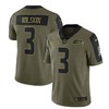 Seattle Seahawks Russell Wilson 3 Nfl Olive 2021 Salute To Service Retired Player Men Jersey For Seahawks Fans - Robokeg