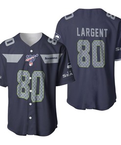 Seattle Seahawks Steve Largent #80 Nfl American Football Navy 100th Season 3d Designed Allover Gift For Seahawks Fans Baseball Jersey - Robokeg