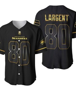Seattle Seahawks Steve Largent #80 Nfl American Football Team Black Golden Brandedition 3d Designed Allover Gift For Seattle Fans Baseball Jersey - Robokeg