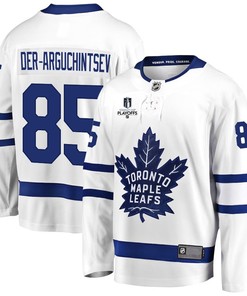 Semyon Der-Arguchintsev 85 Toronto Maple Leafs Stanley Cup 2023 Playoffs Patch Away Breakaway Men Jersey - White - Robokeg