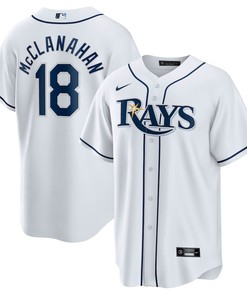 Shane McClanahan 18 Tampa Bay Rays Home Team Men Jersey - White - Robokeg