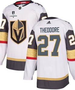 Shea Theodore 27 Vegas Golden Knights Stanley Cup 2023 Champions Patch Away Breakaway Men Jersey - White - Robokeg